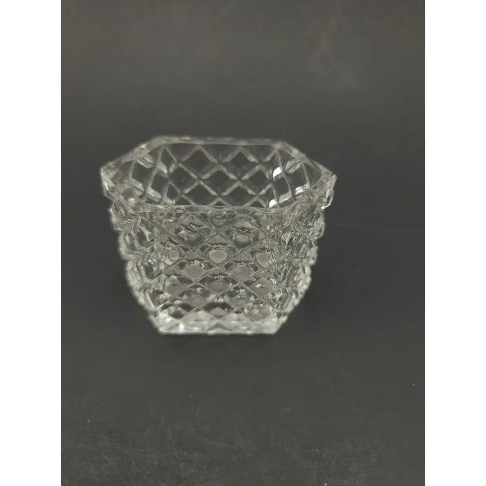 Vtg Set Of 4 Diamond Pattern Small Ashtrays Or Salt Cellars W/ Toothpick Holder‎